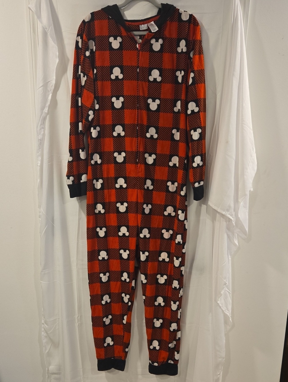 Disney 100th Anniversary Mickey Mouse Buffalo Plaid Fleece One-Piece Pajamas